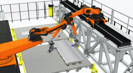 Симуляция работы двух роботов в рамках одной ячейки